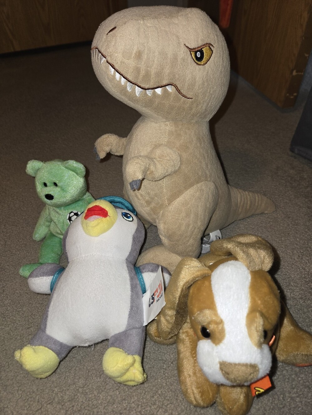 Stuffed Animal Lot Dino, Dog Ect